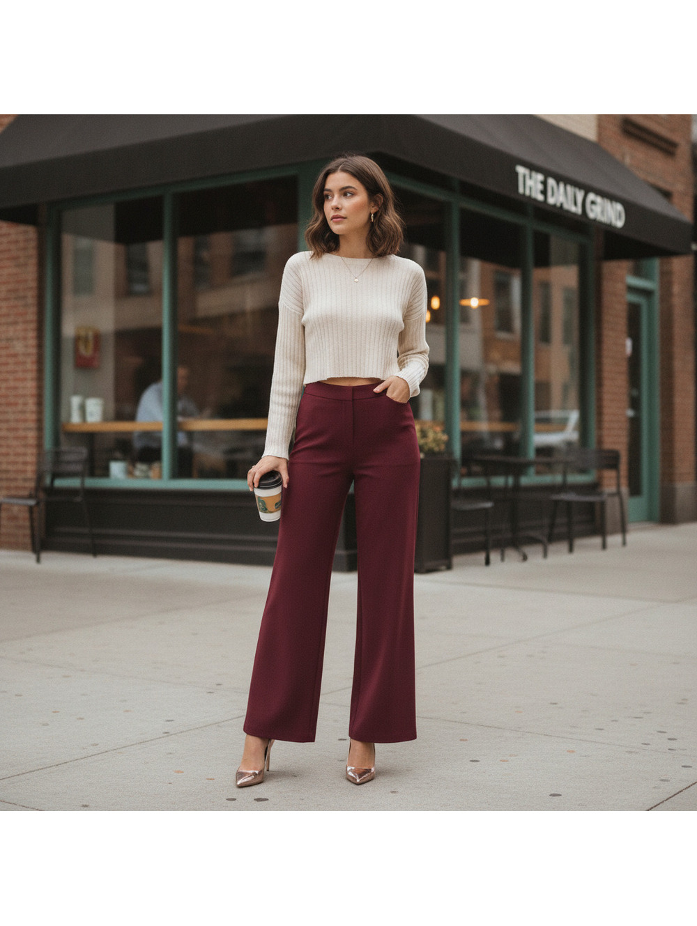 Nanette Wide-Leg Dress Pants, Size 6, Burgundy, Plum, Maroon, Soft, NWT